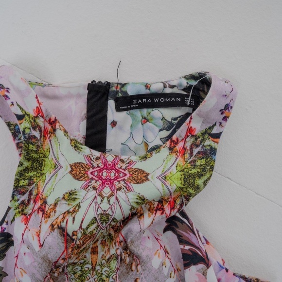 Zara Mirror Print Floral Racerback Pencil Dress XS - Picture 2 of 3